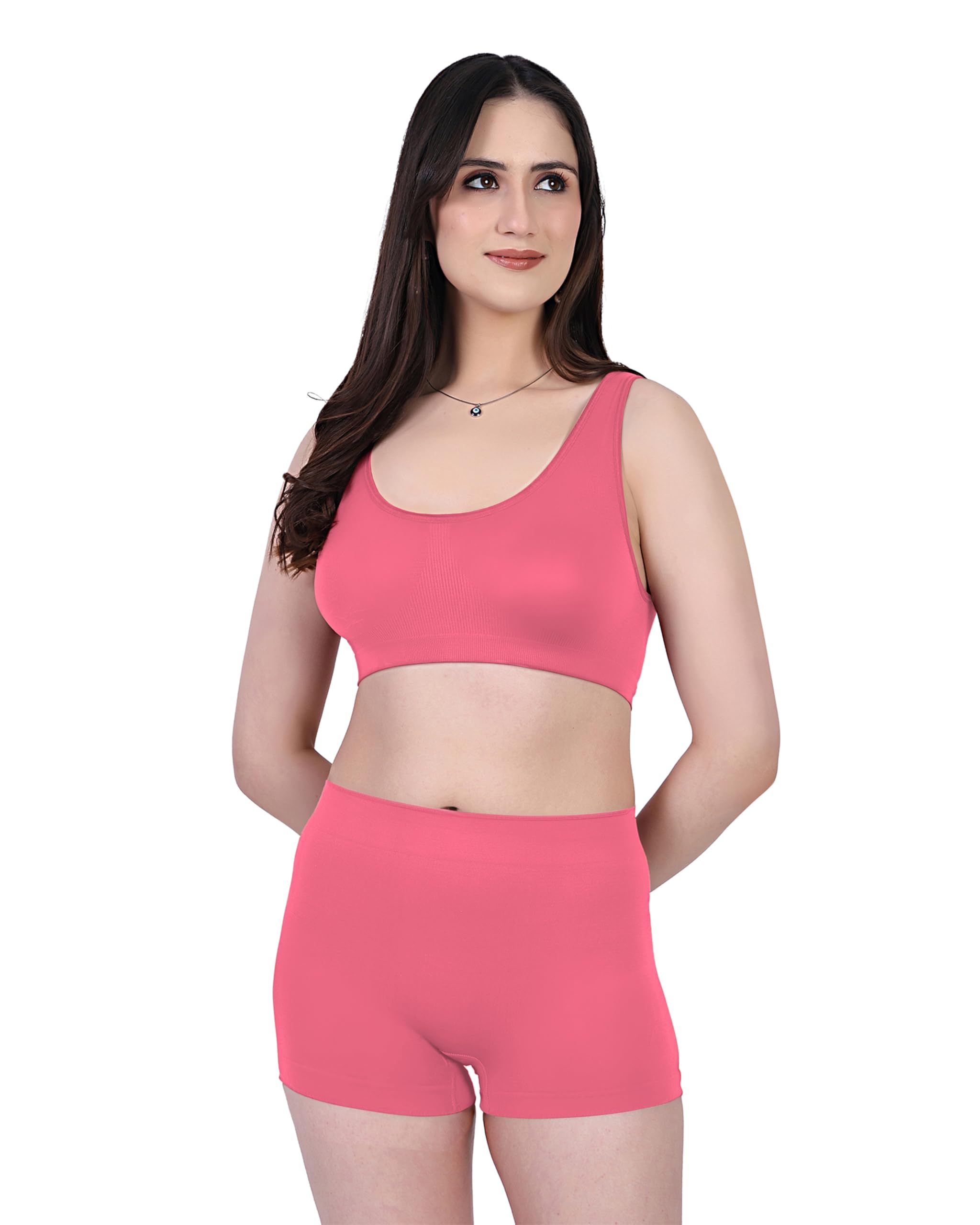 Women’s Seamless Non-Padded Sports Bra & Boyshort Panty Set-picture-37