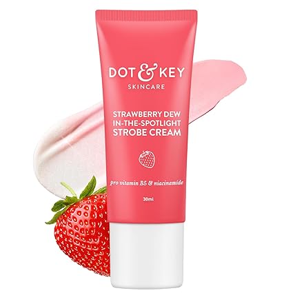 Dot & Key Strawberry Dew Strobe Cream for Face | Skin Radiance Cream | Moisturizer & Highlighter for Face | For Dewy Glazed Instant Glow | Boosts Hydration | For All Skin Types | For Women & Men | 30ml