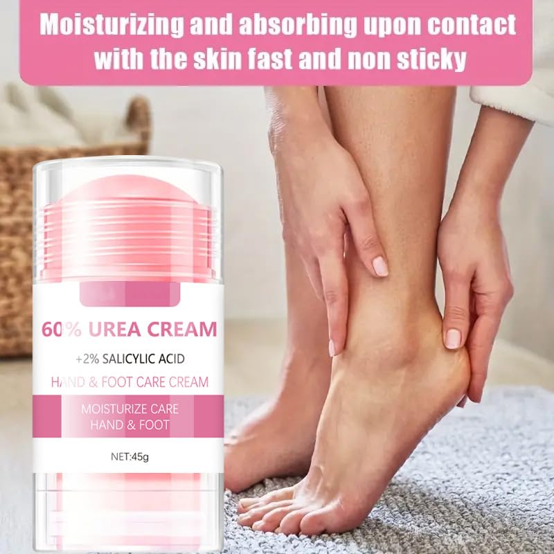 Grospe 60% Urea plus 2% Salicylic Acid Hand and Foot Cream, Peach Scented Hand and Foot Moisturizer for Rough and Dry Cracked Hands, Elbows, Feet and Heels, Exfoliating Repair Balm, 1.58 OZ