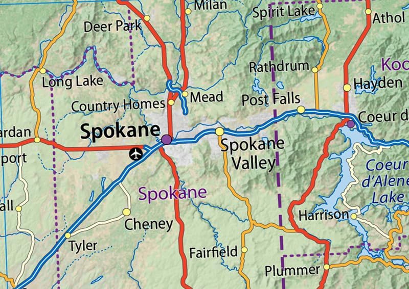 Miniatura 5 de Mapa de póster del estado de Washington, 23.3 x 16.5 pulgadas, papel laminado