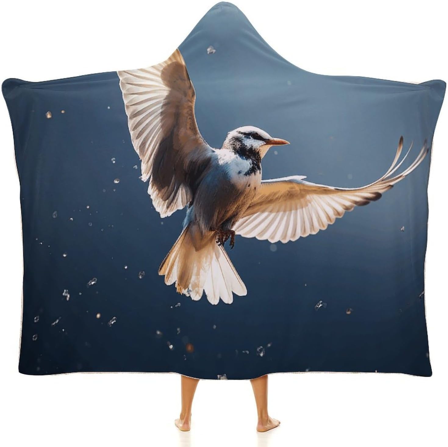 Bird Migration Wearable Hooded Blanket, Ultra Soft Arctic Velvet Cape Cloak Unisex - Cozy Wearable Blanket