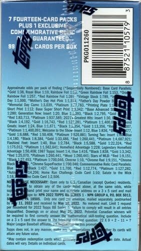 2022 Topps Series 1 Factory Sealed Blaster Box Of Packs With 99 Cards Including One Exclusive Commemorative Relic Card And Possible Rookies Autographs And Jersey Cards #TOP4