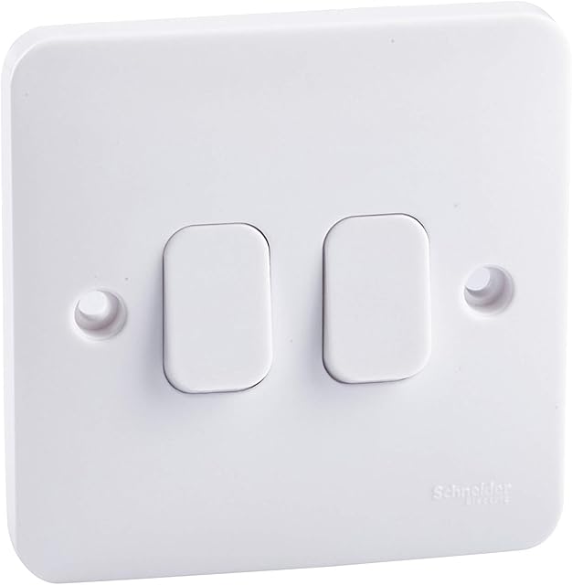 Schneider Electric - Lisse White Moulded, Double 2 Way Light Switch, 10AX, GGBL1022S, White