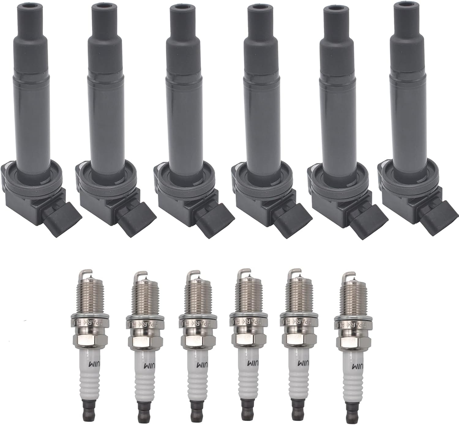 OYEAUTO Ignition Coil Pack Iridium Spark Plug UF267 Set of 6 Compatible with Toyota Camry Highlander Sienna Solara ES300 ES330 V6