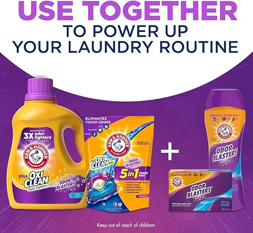 Miniatura 20 de ARM & HAMMER Plus OxiClean Odor Blasters Fresh Burst, detergente líquido para ropa de 128 cargas, 166.5 onzas líquidas