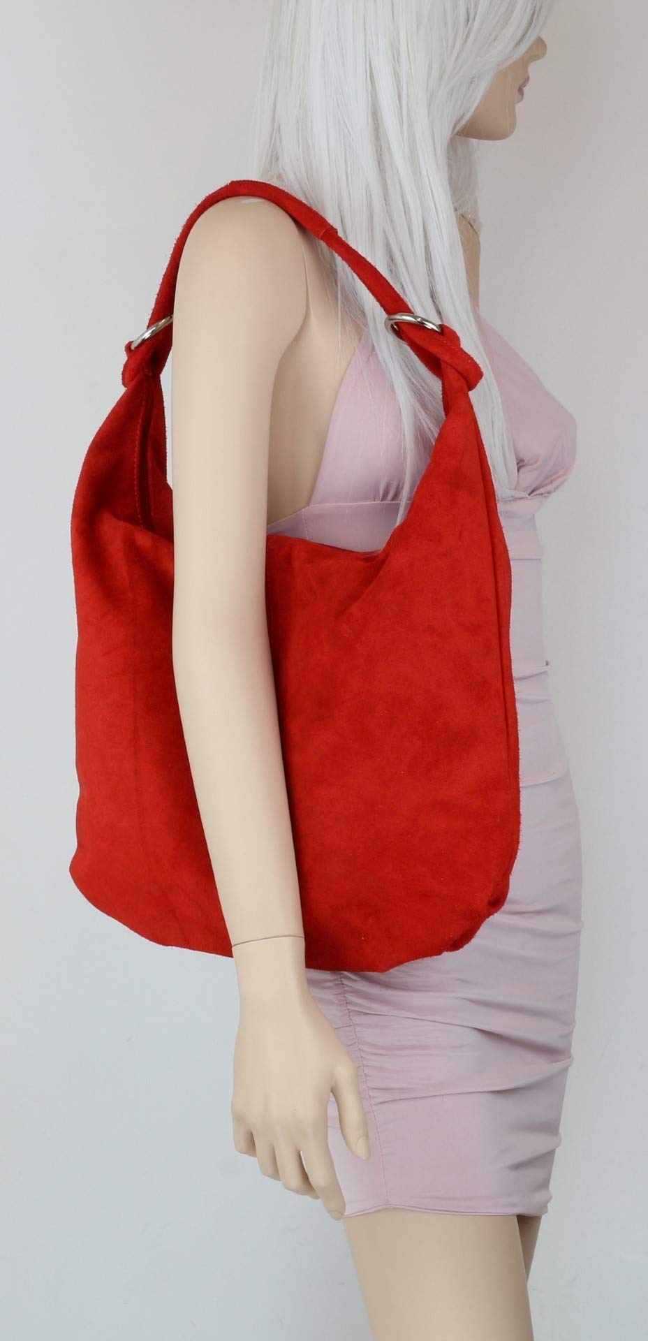 Girly Handbags Borsa a tracolla da donna in vera pelle scamosciata italiana