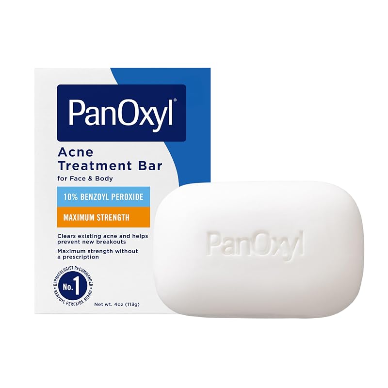 Barra de limpeza PanOxyl com peróxido de benzoíla 10%, sem fragrância e sem corantes, 120 g