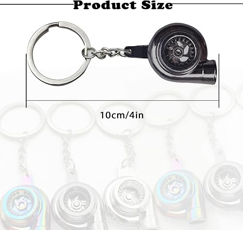Vista 7 de Llavero turbocompresor turbocompresor, llavero giratorio turboturbocompresor llavero llavero anillo llavero llavero (plata)
