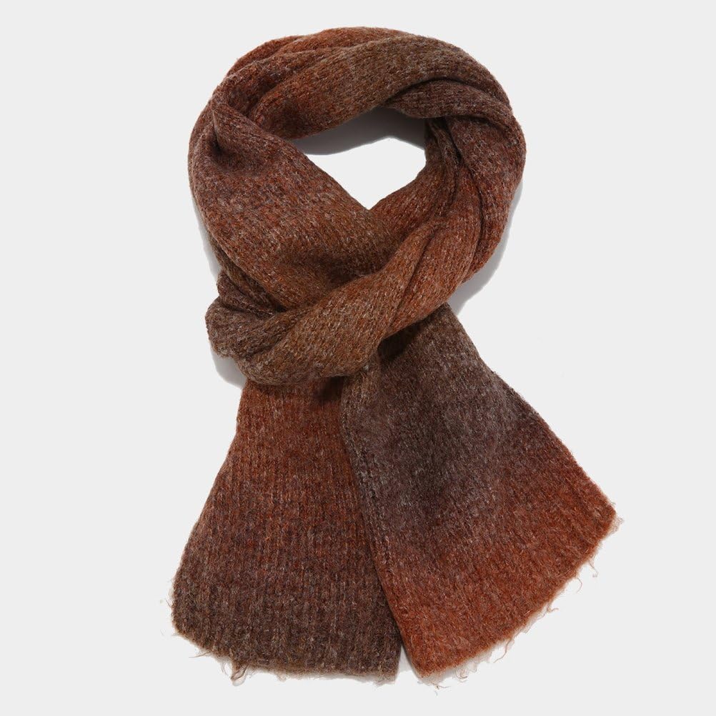 Donna Inverno Caldo Gradiente Pompon Beanie Cappello Touchscreen Guanti Lunga Maglia Sciarpa 3 in 1 Set,Marrone