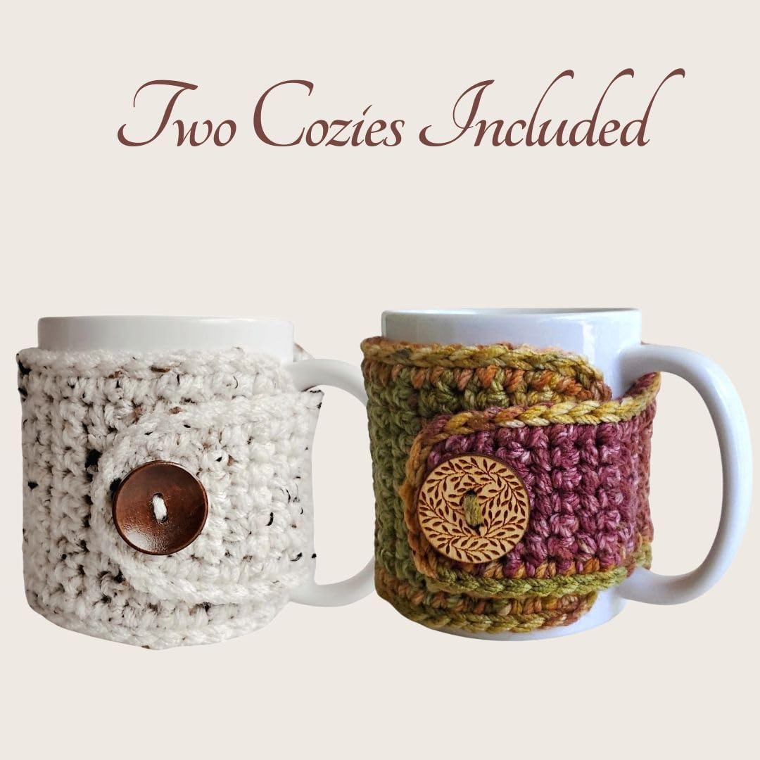 Spiced Cedar and Oatmeal Coffee Mug Cozy Sleeves, Tea Cozy Wraps for Mom, Cover for 11-Ounce Cups, Nature Themed Cozies