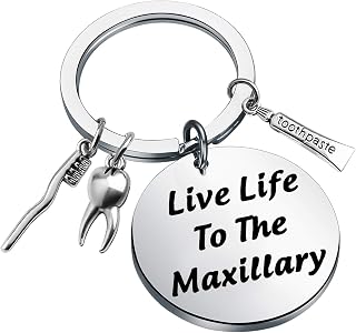 Dental Humor Keychain Live Life to The Maxillary Keychain Dentists Gift Dental Hygienist Gift