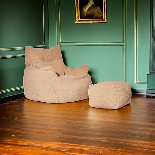 Miniatura 2 de Puf grande para adultos, puf gigante con relleno, puf con ottman, superficie suave, relleno de espuma de alta densidad, para dormir y relajarse