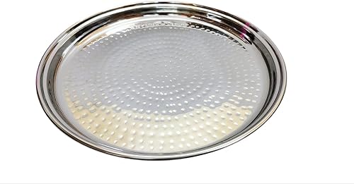 Miniatura 2 de Bona fide - Juego de platos de cobre de 9 piezas, juego tradicional de platos Thali, cuencos, vidrio y cuchara de 12 pulgadas de diámetro de cobre