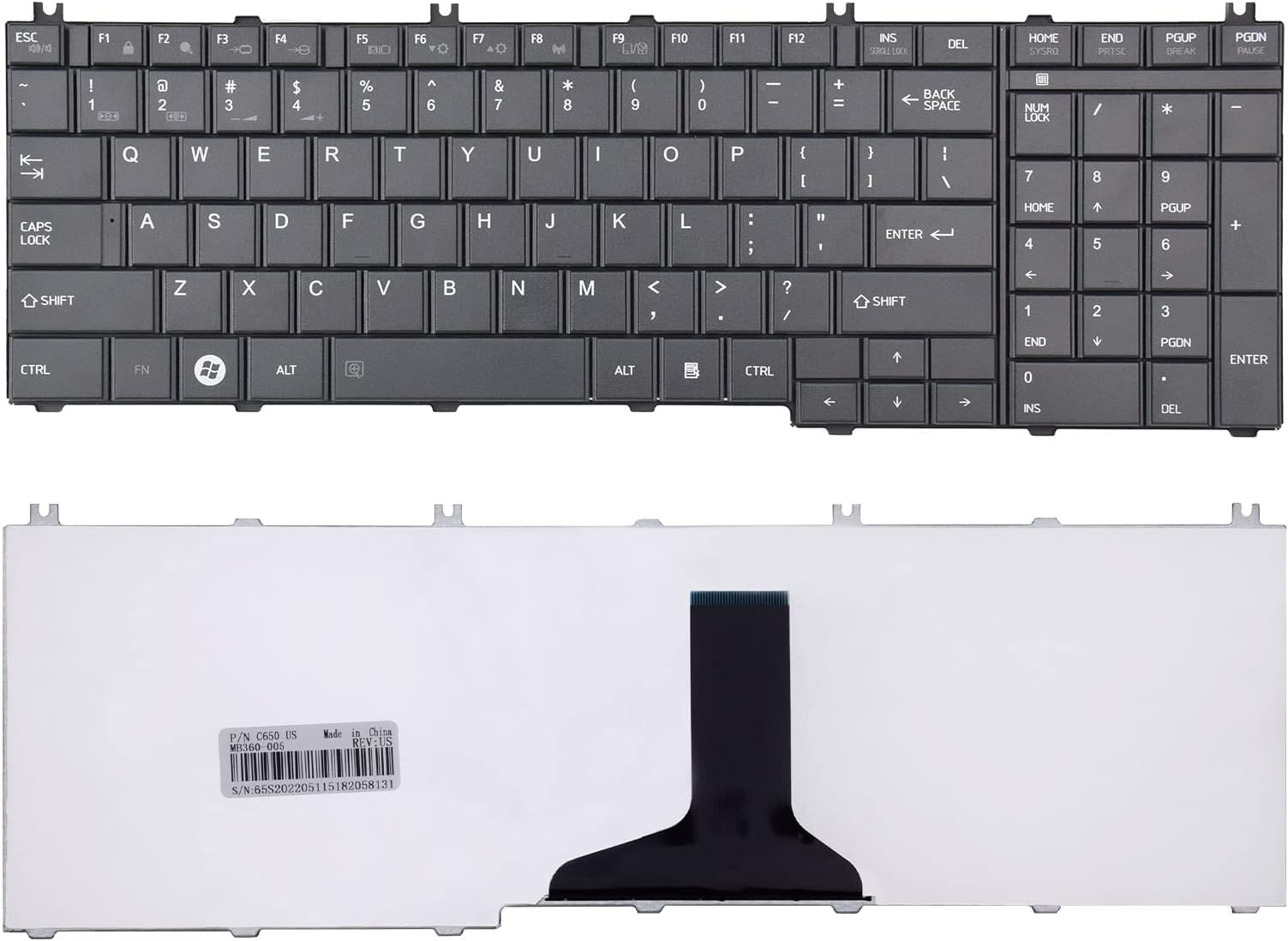 C655 Keyboard Compatible with Toshiba Satellite, Keyboard Replacement Compatible with Toshiba Satellite C655 L655 C755 L755 Series Laptop