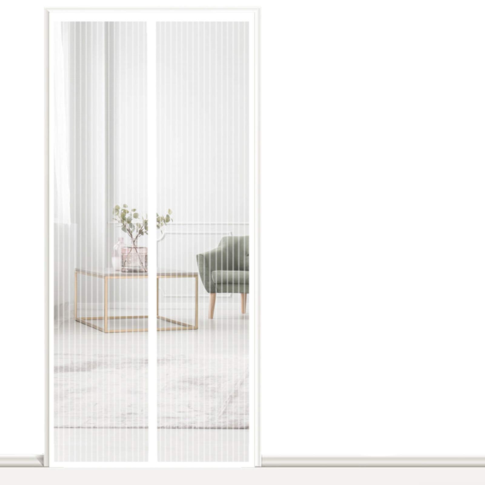 THAIKER Magnetic Fly Insect Screen Door, 80x215cm(31x85inch) with Heavy Duty Keep Away from Mosquitoes Curtain Fits Door Up To, White A
