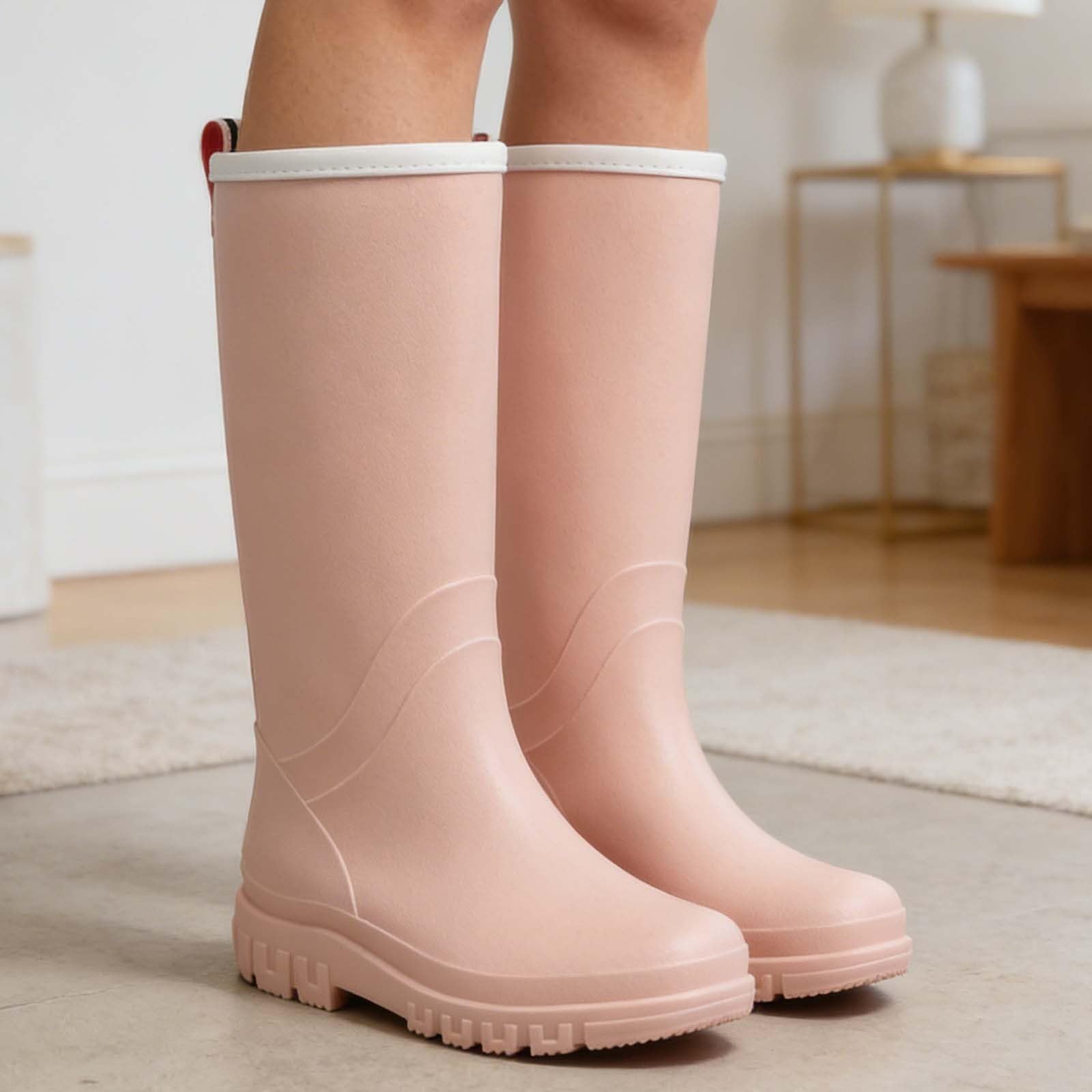 Generisch Botas de agua para mujer, resistentes al agua, botas de lluvia para jardín, botas de lluvia modernas, de altura media, para deslizarse en el interior, para clima húmedo, actividades al aire