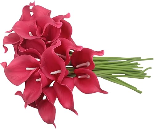 Miniatura 2 de ALIERSA Ramos de flores artificiales de 20 cabezas de lirio de cala, tacto real para novia, boda, despedida de soltera, decoración del hogar,