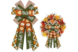 Hyking Large Fall Bows for Wreath with Burlap and Pumpkin Adornments