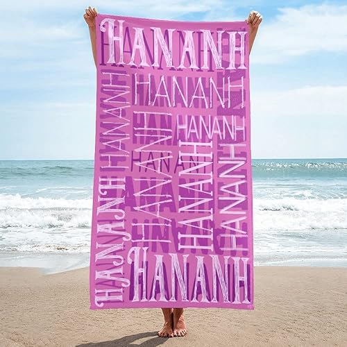 Miniatura 2 de Puercha Toalla de playa personalizada con nombre para adultos y niños, toalla de playa súper suave de secado rápido, toalla de playa para niñas y