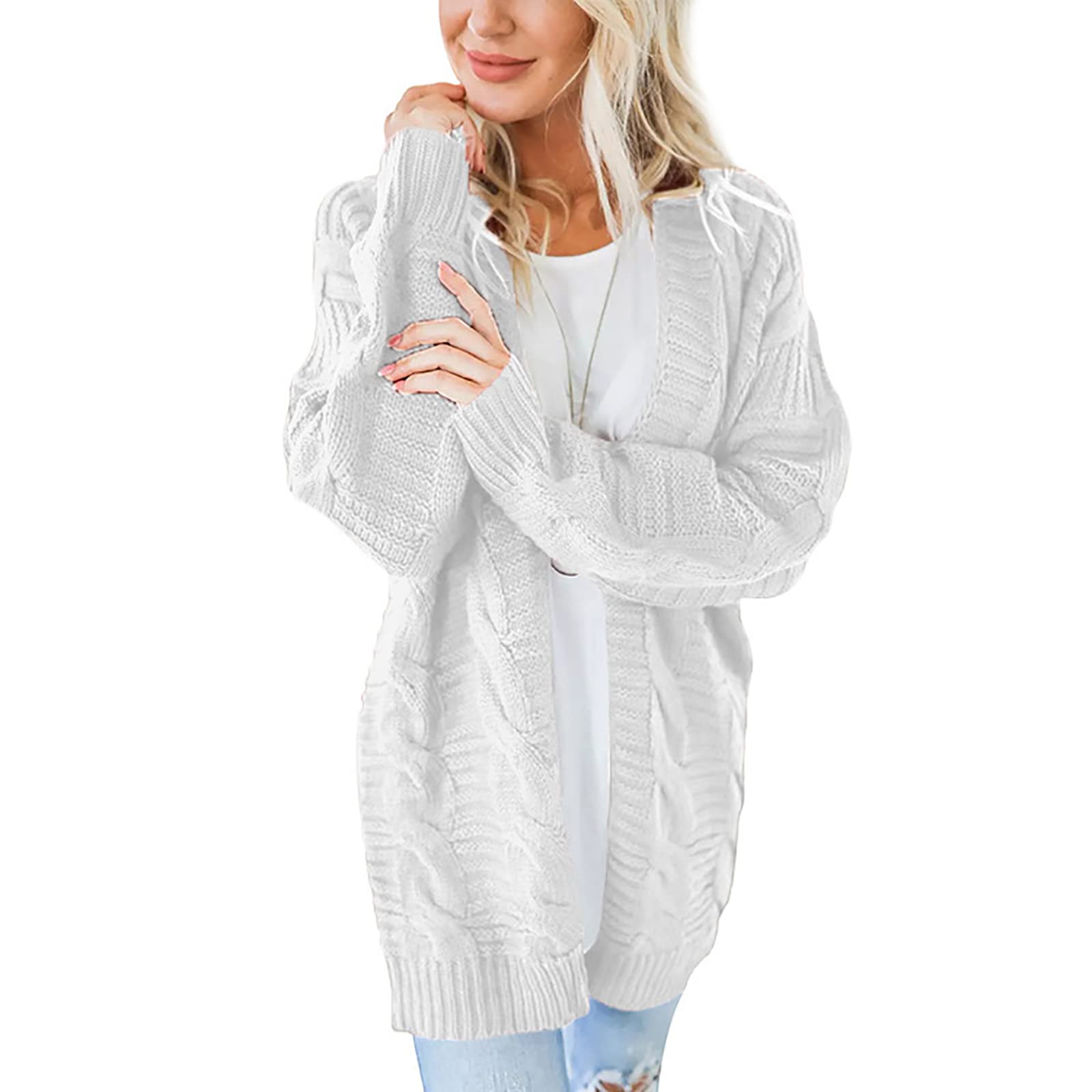 Yizc Donne Cardigan,Classico Maglia Cime Cavo Fronte Aperto Maglione Manica Lunga Informale Outwear,Colore Suolo Sciolto Cappotto