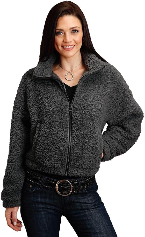 Stetson Women's Charcoal Fuzzy Fleece Jacket - 11-098-0539-7085 GY X- US