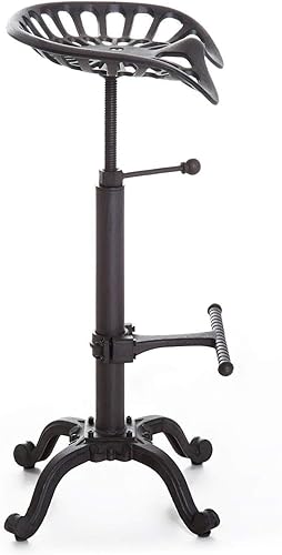 Miniatura 4 de LOKKHAN Taburete de bar de asiento de tractor, taburete de bar industrial rústico de hierro fundido, taburete giratorio de hierro fundido, altura