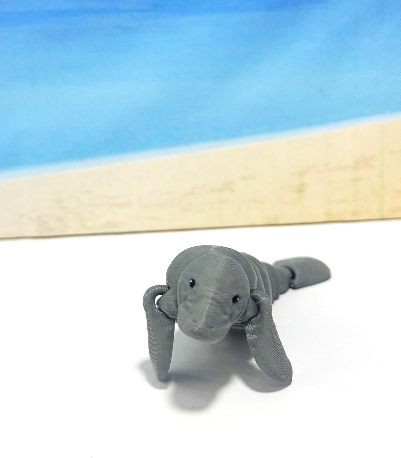 3D Printed Manatee, 4.5" Full Articulated Fidget Toys, 3D Printed Animals, Sea Animal Creatures , Gray Manatee, Executive Desk Decor - AM-S-Gray