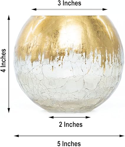 Miniatura 3 de Efavormart - Florero de cristal agrietado dorado de 4 pulgadas, florero de burbujas