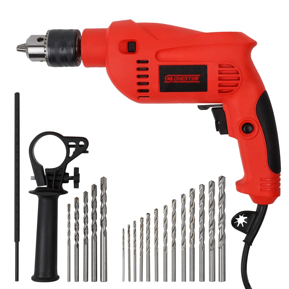 Cheston 13mm Impact Drill Machine Reversible Hammer Driver Variable Speed Screwdriver with 13HSS and 5 Wall Bits in Tool Box Case, red (CHD-13RE.13HSS.5WALL.BOX)… (B08ZDMN4VH) Amazon Price History, Amazon Price Tracker
