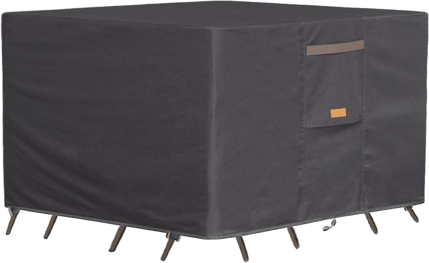 Heavy Duty Waterproof Patio Furniture Covers,Fading Resistant Outdoor Table and Chair Covers Large Rectangular 126" Wx 63" D x 28" H Dark Grey