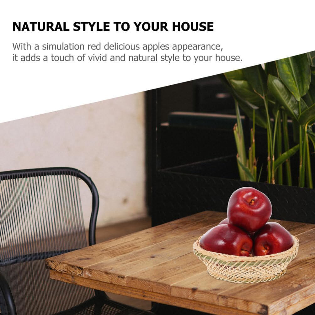 FOMIYES Fake Red Apples 6Pcs Artificial Red Apples Fake Fruits Lifelike Simulation Apples for Home Kitchen Table Basket Decoration Lifelike Apples