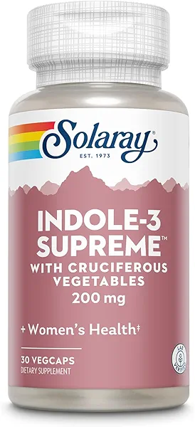 SOLARAY Indole-3 Supreme with Cruciferous Vegetables - Women's Health Support - DIM Plus Broccoli, Kale, and More - Lab Verified, 60-Day Guarantee - 30 Servings, 30 VegCaps