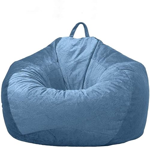 Funda de sofá para puf sin relleno, para exterior e interior, suave, para adultos y niños, azul, L