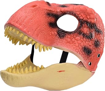 Dinosaur Mask Moving Jaw Movable Dinosaur Head Mask N atural Latex Dinosaur Face Cover for Halloween Christmas Easter