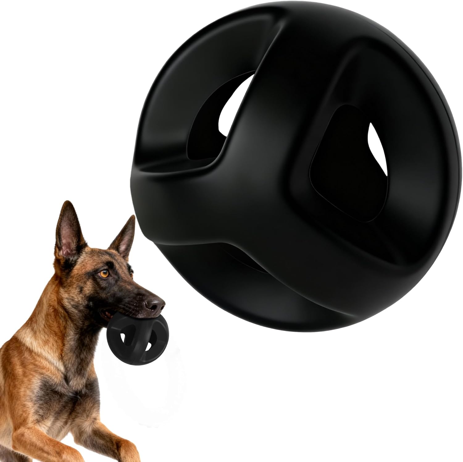 PetiFine Indestructible Dog Ball,Tough Dog Toys for Aggressive Chewers,Non-Toxic Natural Rubber, Chew,Tug & Fetch,Dog Ball Toy for Medium Large Breeds,4.5”(Yellow)