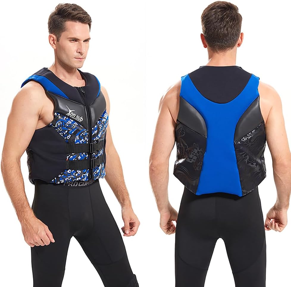 WYYHAA Men's Neoprene Wakesurf Impact Vest, Lightweight Swim Vest for Adults, Breathable & Comfortable, for Snorkeling, Kayaking, Paddle Boating & Water Sports