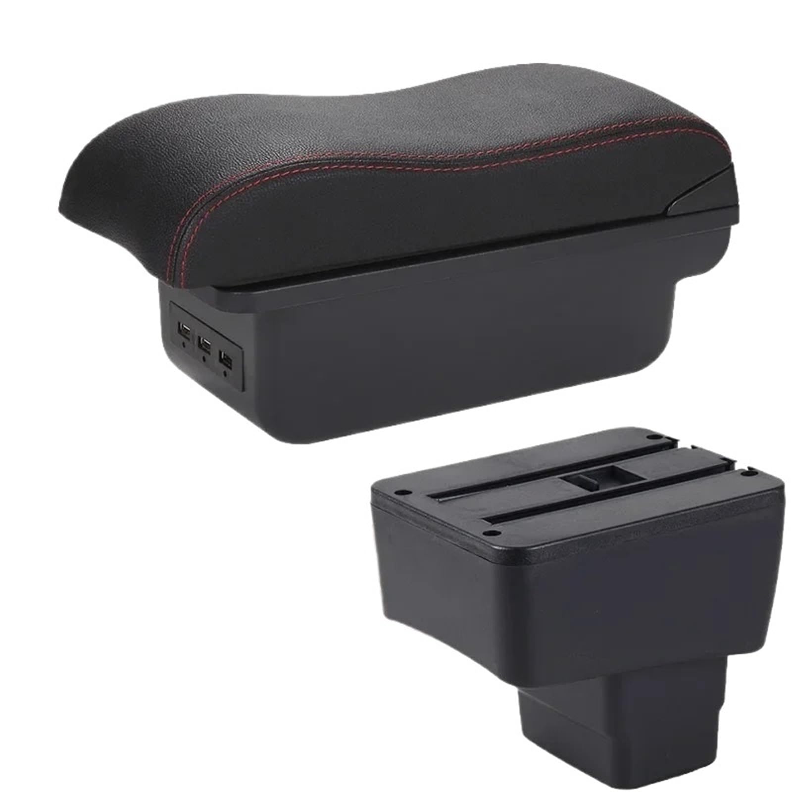 AWGNTQQ Car Armrests For Mazda 2 For Skyactiv Version For Cx3 Car Armrest Box Storage(B1 Black red 3USB)