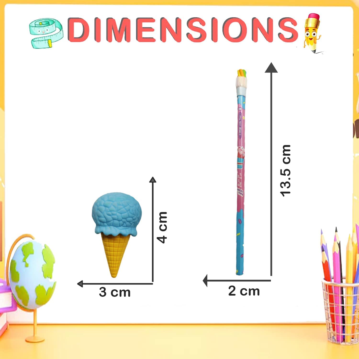 Shivaaro Stylish Pencils Stationary Kit - Pencil Set with Ice-Cream Shaped Erasers for Kids, Boys and Girls, Birthday Return Gift Stationary Set 1