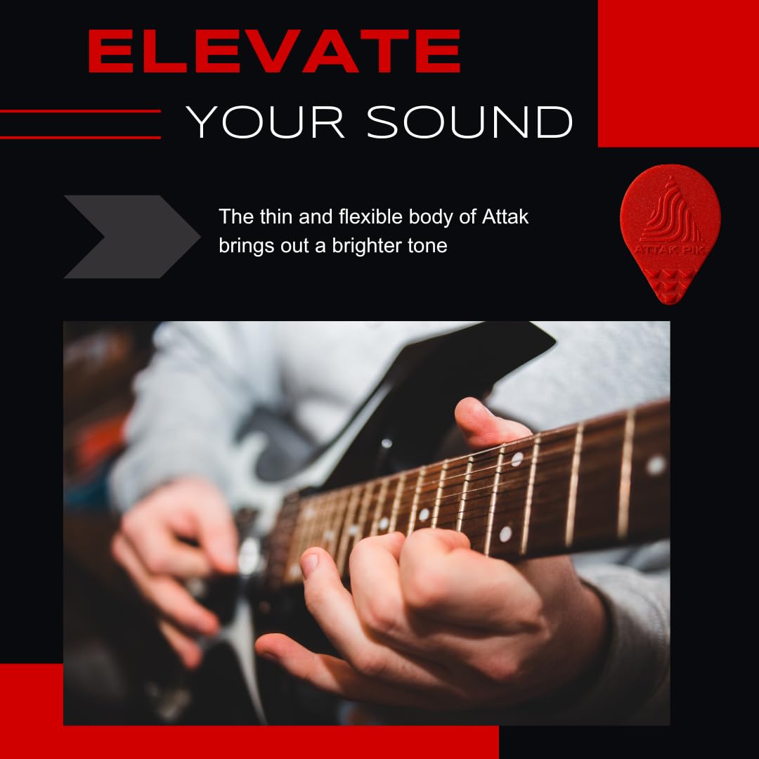Acoustik Attak Plettro per chitarra, effetto percussivo, 12 corde, chiarezza migliorata, ideale per chitarre acustiche ed elettriche (confezione da 10)
