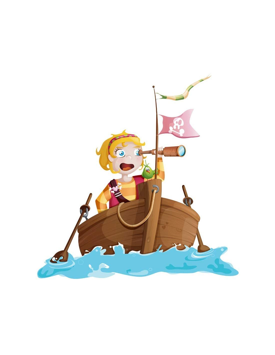 Sticker Pirate Fille Camille grand motif 82 x 86 cm decoration chambre d'enfants