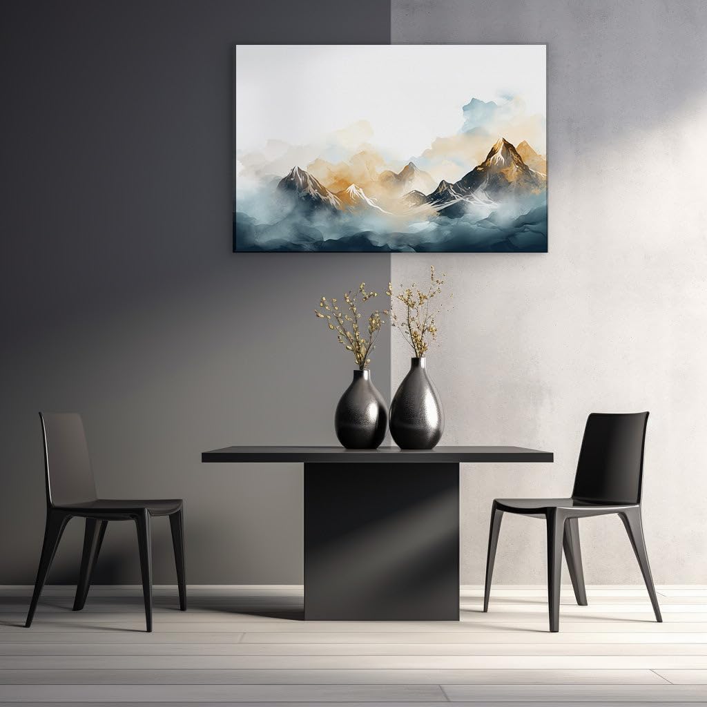 Canvas for Living room. Whispering Peaks A Journey Through Brush Strokes and Serenity, 27 x 18 inch Canvas Wall Art - Contemporary Masterpieces - Modern Home Decor - 69x46 cm (27x18 inch)