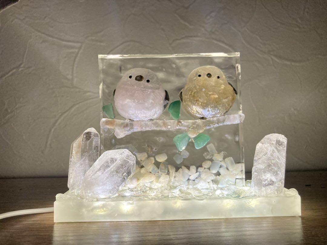 Amazon.co.jp: 天然石 シマエナガ照明 シトリン＆ローズクォーツ