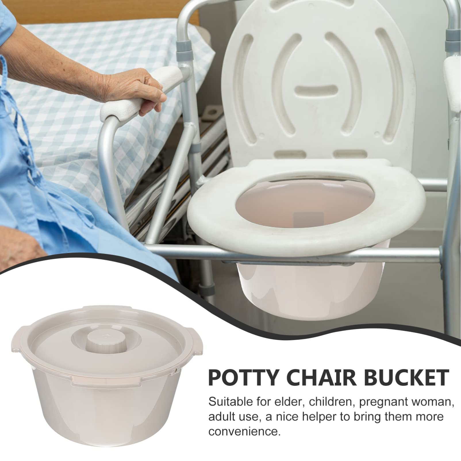 Cabilock Vaso Sanitario Portatile Coperchio in Pp per Anziani e Donne Incinte, Resistente Agli Urti e Isolamento Odori, per Viaggi e Hotel, Capacità 80kg