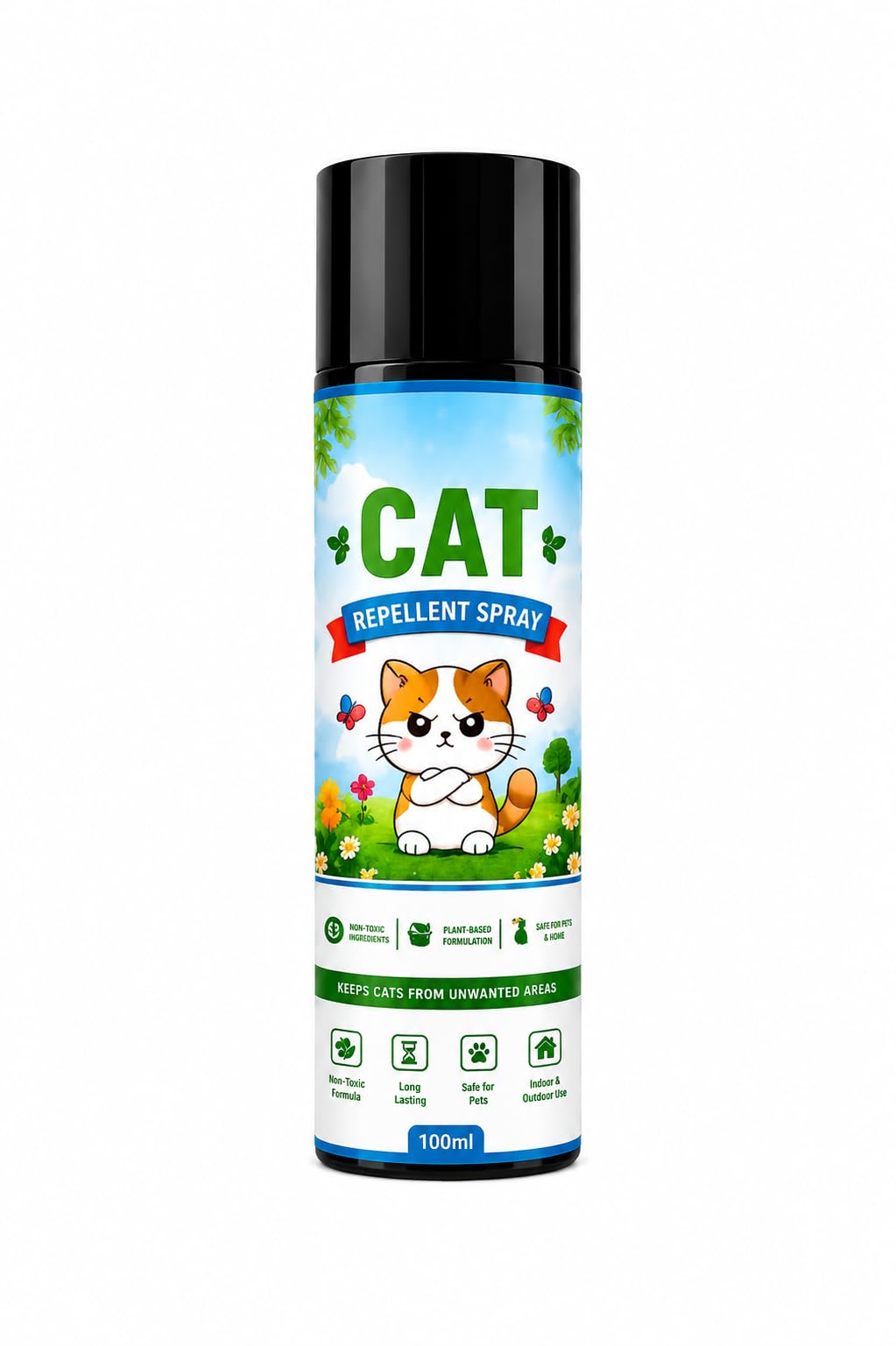 Cat Repellent Spray for Home & Garden | Natural Plant-Based Cat Deterrent | Indoor & Outdoor Cat Repellent | Safe for Pets & Family | Long Lasting Protection | 100ml-image-1