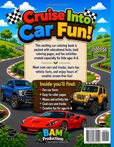 My Cars Coloring Book: Educational Facts, Coloring Pages and Fun Activities for Kids Ages 4-8 – vue 2
