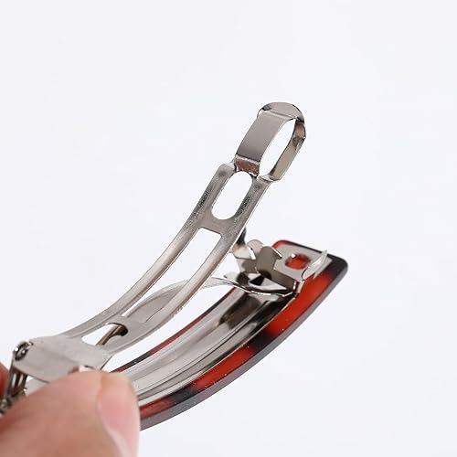 Miniatura 5 de 6 pasadores de pelo de concha de tortuga y negro, pinzas de pelo acrílicas automáticas medianas francesas automáticas, pinzas para el cabello