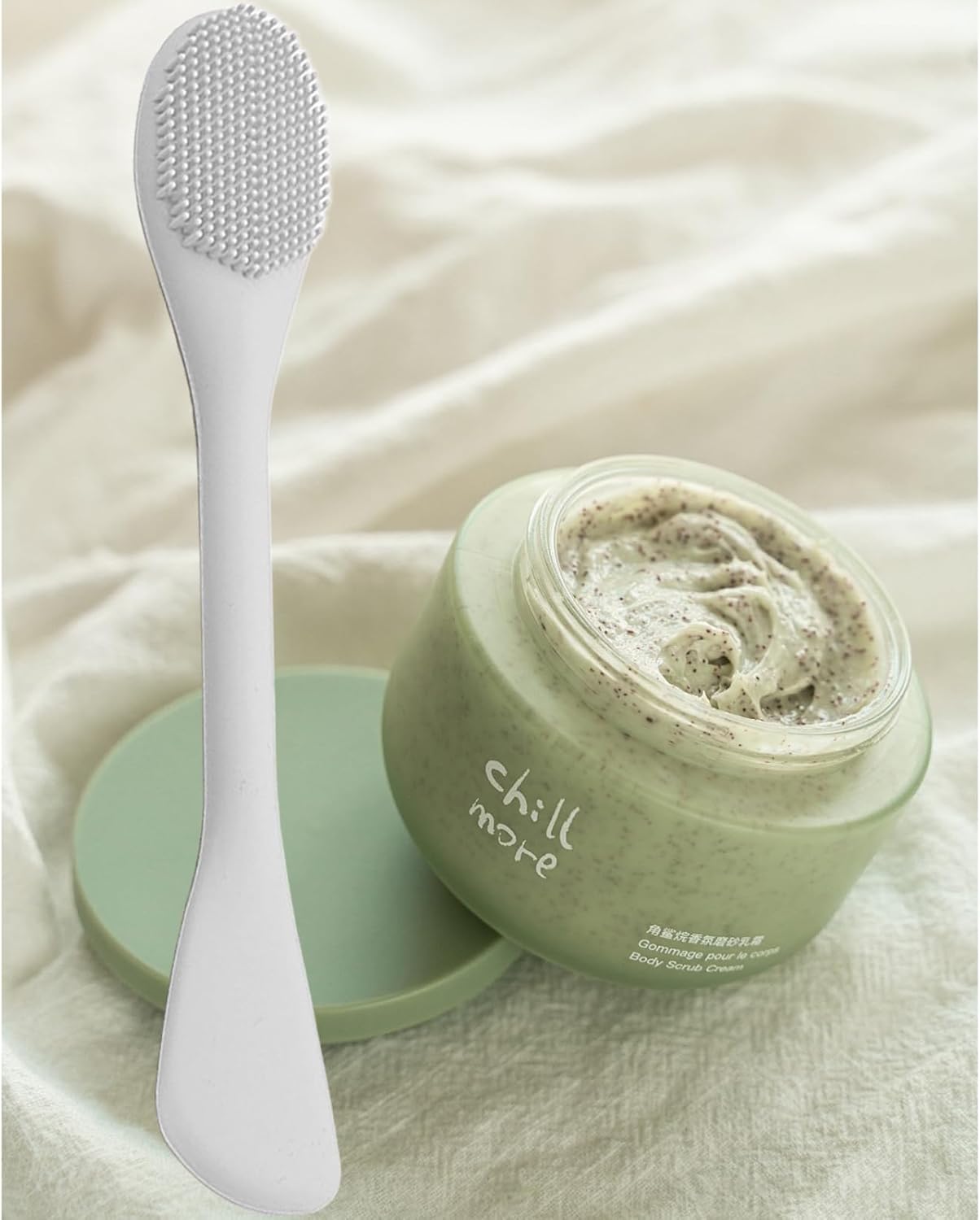 2 in 1 Facial Cleansing Brush&Silicone Face Mask Applicator, 2PCS Face Mask Brush Face Scrubber for Exfoliating, Massaging, Remove Blackheads, Applicator for Mud, Body Lotion, DIY Mask, Blue & Grey - Image 7