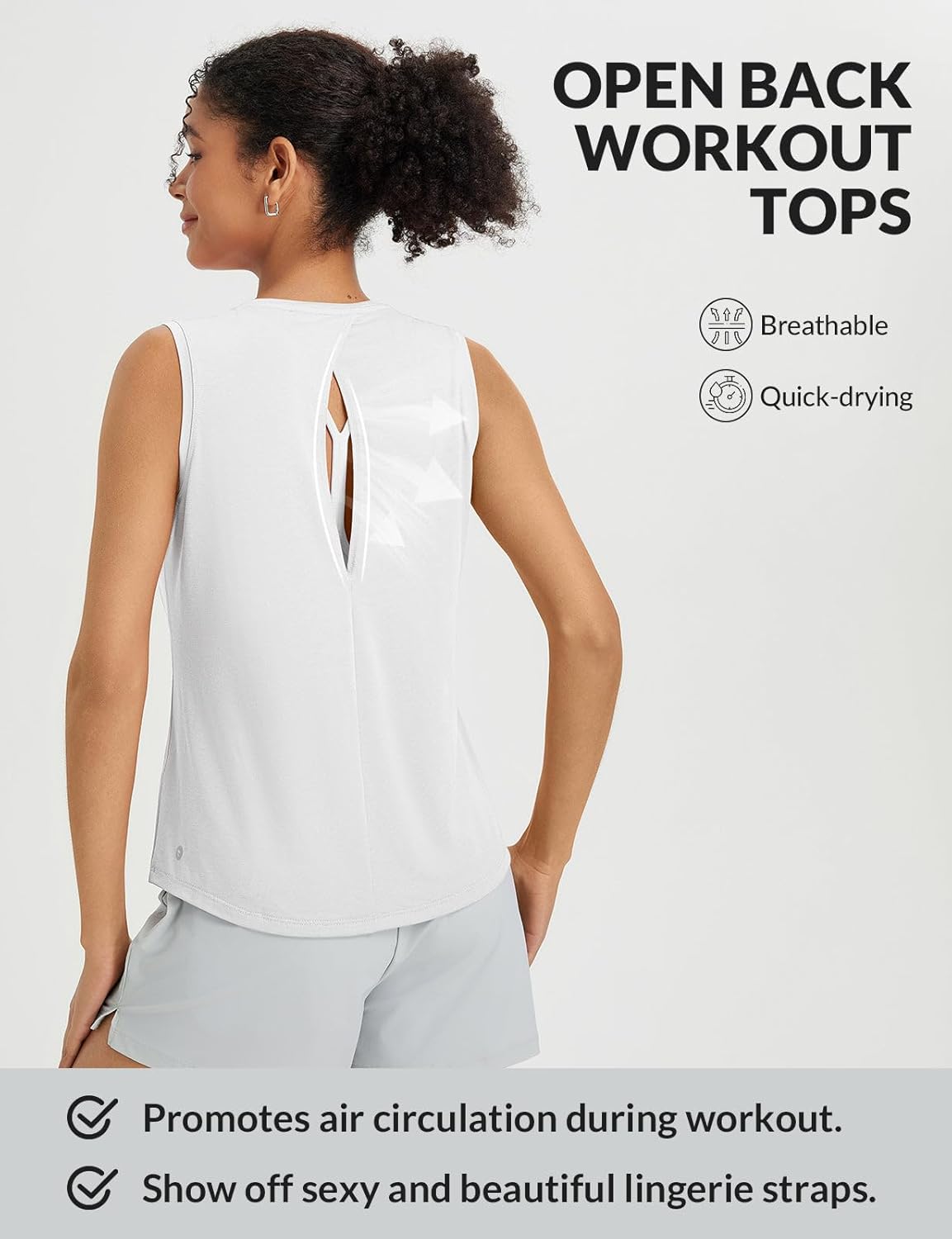 baleaf Women's Workout Tank Tops Open Back Yoga Top High Neck Sleeveless Shirts Running Loose Fit Athletic Gym - Image 4