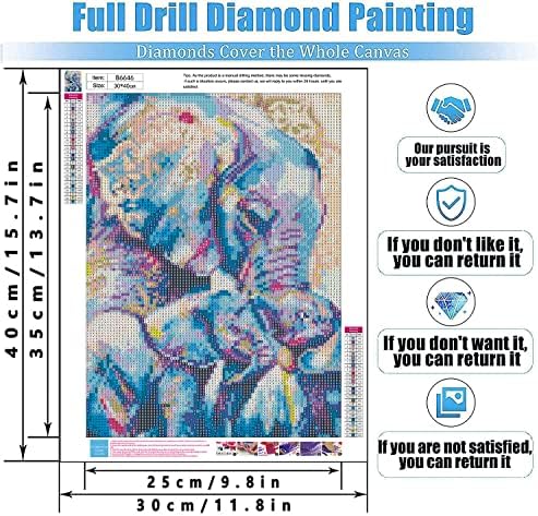 BEAYIOU Elephant Diamond Painting Kits, 5D Diamond Painting Kits for Adults, Colourful Rhinestone Diamond Arts Kits for Beginners, Perfect Home Wall Decor Gifts (12x16 inch)