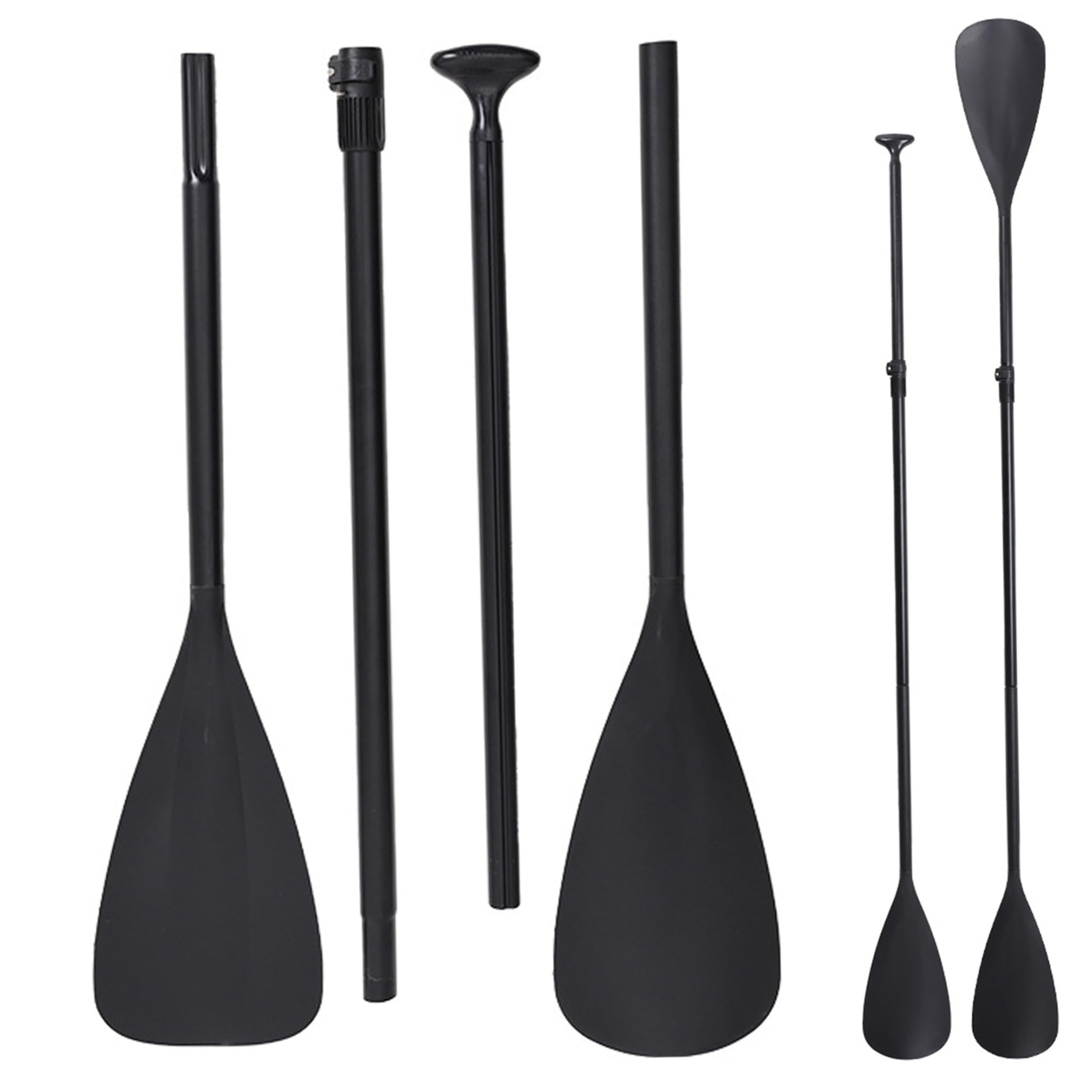 Pagaie double face, rame de kayak réglable simple/double mode, noire